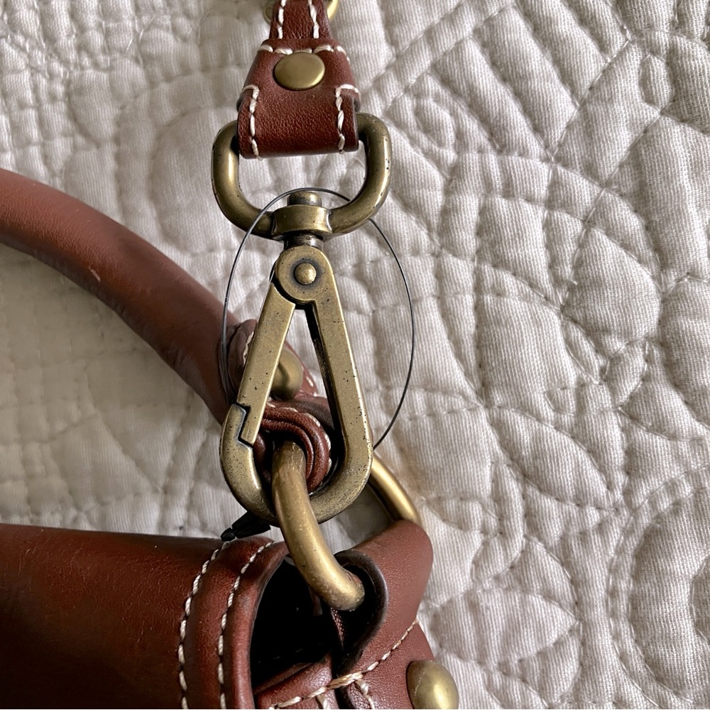 NWT Talbots brown leather shoulder bag w/magnetic closure & chain option - Picture 5 of 16